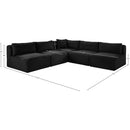  Manufacturer Color_Black -- Meridian Shaggy Fabric 5 pc Sectional IMAGE 9
