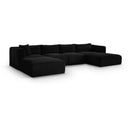  Manufacturer Color_Black -- Meridian Shaggy Fabric 5 pc Sectional IMAGE 1