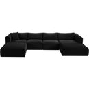  Manufacturer Color_Black -- Meridian Shaggy Fabric 5 pc Sectional IMAGE 6