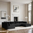 Meridian Shaggy Black Corduroy Performance Fabric Modular Sectional IMAGE 2