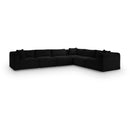 Meridian Shaggy Black Corduroy Performance Fabric Modular Sectional IMAGE 1