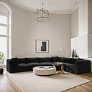 Meridian Shaggy Black Corduroy Performance Fabric Modular Sectional IMAGE 2