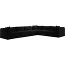 Meridian Shaggy Black Corduroy Performance Fabric Modular Sectional IMAGE 3