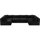 Meridian Shaggy Black Corduroy Performance Fabric Modular Sectional IMAGE 5