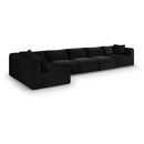  Manufacturer Color_Black -- Meridian Shaggy Fabric 6 pc Sectional IMAGE 1