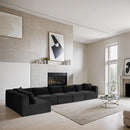 Meridian Shaggy Black Corduroy Performance Fabric Modular Sectional IMAGE 2
