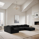 Manufacturer Color_Black -- Meridian Shaggy Fabric 6 pc Sectional IMAGE 2