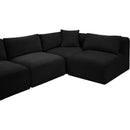 Meridian Shaggy Black Corduroy Performance Fabric Modular Sectional IMAGE 9