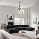 Meridian Shaggy Black Corduroy Performance Fabric Modular Sectional IMAGE 2