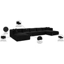  Manufacturer Color_Black -- Meridian Shaggy Fabric 6 pc Sectional IMAGE 14