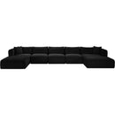 Meridian Shaggy Black Corduroy Performance Fabric Modular Sectional IMAGE 3
