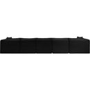 Meridian Shaggy Black Corduroy Performance Fabric Modular Sectional IMAGE 5