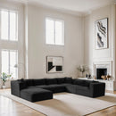  Manufacturer Color_Black -- Meridian Shaggy Fabric 7 pc Sectional IMAGE 2