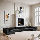 Meridian Shaggy Black Corduroy Performance Fabric Modular Sectional IMAGE 2