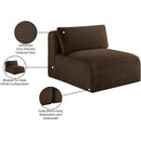  Manufacturer Color_Brown -- Shaggy Brown Corduroy Performance Fabric Upholstered Modular Armless Chair IMAGE 10
