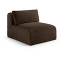  Manufacturer Color_Brown -- Shaggy Brown Corduroy Performance Fabric Upholstered Modular Armless Chair IMAGE 1