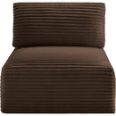 Meridian Shaggy Brown Corduroy Performance Fabric Armless Chair IMAGE 3