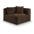  Manufacturer Color_Brown -- Shaggy Brown Corduroy Performance Fabric Upholstered Modular Corner Chair IMAGE 1