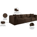  Manufacturer Color_Brown -- Shaggy 109" Brown Corduroy Performance Fabric Upholstered 3 pc Modular Sofa IMAGE 12
