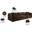 Meridian Shaggy Brown Corduroy Performance Fabric Modular Sofa IMAGE 12