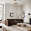  Manufacturer Color_Brown -- Shaggy 109" Brown Corduroy Performance Fabric Upholstered 3 pc Modular Sofa IMAGE 2