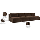  Manufacturer Color_Brown -- Shaggy 124" Brown Corduroy Performance Fabric Upholstered 4 pc Armless Modular Sofa IMAGE 11