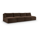 Meridian Shaggy Brown Corduroy Performance Fabric Modular Sofa IMAGE 1
