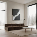  Manufacturer Color_Brown -- Shaggy 124" Brown Corduroy Performance Fabric Upholstered 4 pc Armless Modular Sofa IMAGE 2