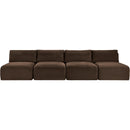  Manufacturer Color_Brown -- Shaggy 124" Brown Corduroy Performance Fabric Upholstered 4 pc Armless Modular Sofa IMAGE 3