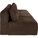 Manufacturer Color_Brown -- Shaggy 124" Brown Corduroy Performance Fabric Upholstered 4 pc Armless Modular Sofa IMAGE 4