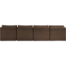  Manufacturer Color_Brown -- Shaggy 124" Brown Corduroy Performance Fabric Upholstered 4 pc Armless Modular Sofa IMAGE 5