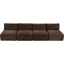  Manufacturer Color_Brown -- Shaggy 124" Brown Corduroy Performance Fabric Upholstered 4 pc Armless Modular Sofa IMAGE 6
