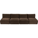 Meridian Shaggy Brown Corduroy Performance Fabric Modular Sofa IMAGE 6