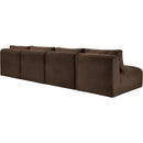  Manufacturer Color_Brown -- Shaggy 124" Brown Corduroy Performance Fabric Upholstered 4 pc Armless Modular Sofa IMAGE 7