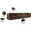  Manufacturer Color_Brown -- Shaggy 140" Brown Corduroy Performance Fabric Upholstered 4 pc Modular Sofa IMAGE 12