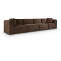  Manufacturer Color_Brown -- Shaggy 140" Brown Corduroy Performance Fabric Upholstered 4 pc Modular Sofa IMAGE 1