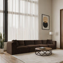  Manufacturer Color_Brown -- Shaggy 140" Brown Corduroy Performance Fabric Upholstered 4 pc Modular Sofa IMAGE 2