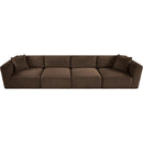  Manufacturer Color_Brown -- Shaggy 140" Brown Corduroy Performance Fabric Upholstered 4 pc Modular Sofa IMAGE 6