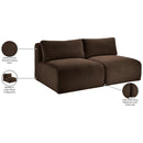  Manufacturer Color_Brown -- Shaggy 62" Brown Corduroy Performance Fabric Upholstered 2 pc Armless Modular Loveseat IMAGE 10