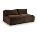  Manufacturer Color_Brown -- Shaggy 62" Brown Corduroy Performance Fabric Upholstered 2 pc Armless Modular Loveseat IMAGE 1