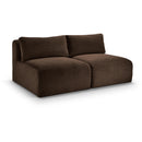  Manufacturer Color_Brown -- Shaggy 62" Brown Corduroy Performance Fabric Upholstered 2 pc Armless Modular Loveseat IMAGE 1