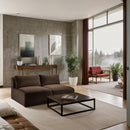  Manufacturer Color_Brown -- Shaggy 62" Brown Corduroy Performance Fabric Upholstered 2 pc Armless Modular Loveseat IMAGE 2