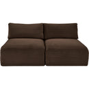  Manufacturer Color_Brown -- Shaggy 62" Brown Corduroy Performance Fabric Upholstered 2 pc Armless Modular Loveseat IMAGE 3