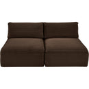  Manufacturer Color_Brown -- Shaggy 62" Brown Corduroy Performance Fabric Upholstered 2 pc Armless Modular Loveseat IMAGE 6
