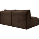  Manufacturer Color_Brown -- Shaggy 62" Brown Corduroy Performance Fabric Upholstered 2 pc Armless Modular Loveseat IMAGE 7