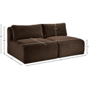  Manufacturer Color_Brown -- Shaggy 62" Brown Corduroy Performance Fabric Upholstered 2 pc Armless Modular Loveseat IMAGE 9