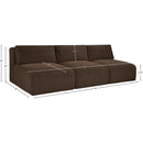  Manufacturer Color_Brown -- Shaggy 93" Brown Corduroy Performance Fabric Upholstered 3 pc Armless Modular Sofa IMAGE 10
