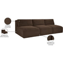  Manufacturer Color_Brown -- Shaggy 93" Brown Corduroy Performance Fabric Upholstered 3 pc Armless Modular Sofa IMAGE 11