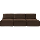 Manufacturer Color_Brown -- Shaggy 93" Brown Corduroy Performance Fabric Upholstered 3 pc Armless Modular Sofa IMAGE 3