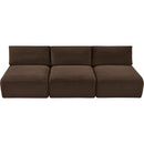  Manufacturer Color_Brown -- Shaggy 93" Brown Corduroy Performance Fabric Upholstered 3 pc Armless Modular Sofa IMAGE 6